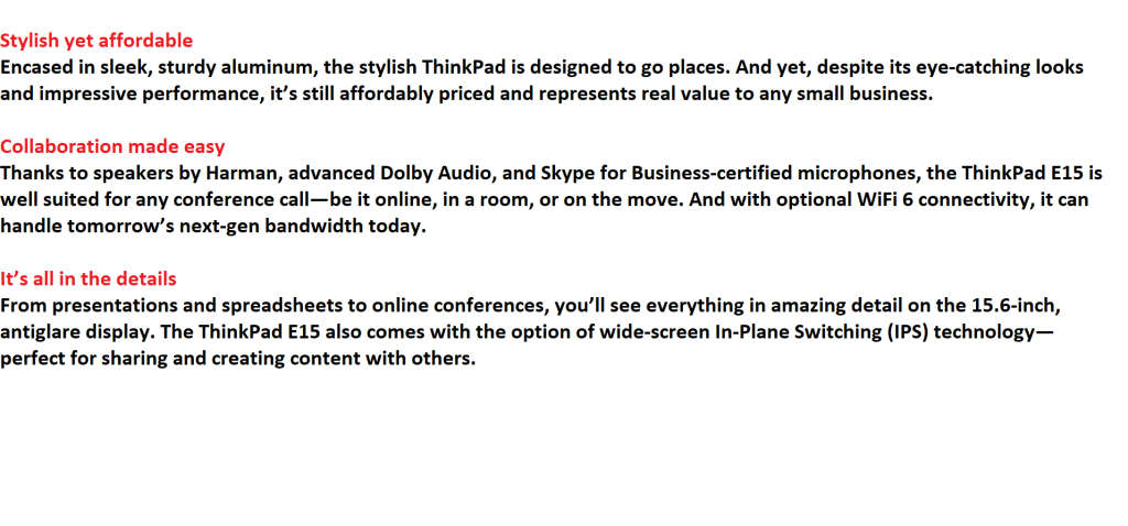 Lenovo ThinkPad E15, 11th Gen Core i5, 8GB RAM , 512GB SSD, INTEL IRIS Xe GRAPHICS FHD , BRAND NEW