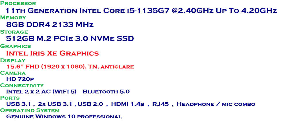 Lenovo ThinkPad E15, 11th Gen Core i5, 8GB RAM , 512GB SSD, INTEL IRIS Xe GRAPHICS FHD , BRAND NEW