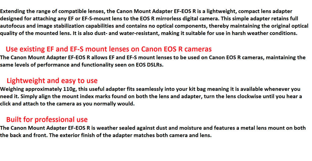 Canon Mount Adapter EF-EOS R