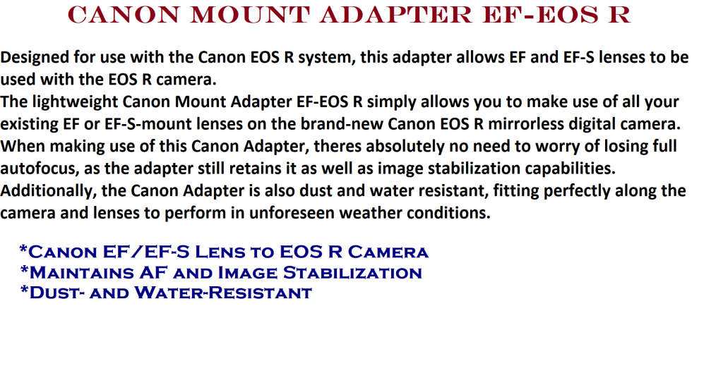 Canon Mount Adapter EF-EOS R