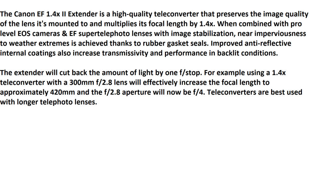 Canon EF 1.4X II Extender for Canon Super Telephoto Lenses (Teleconverter) in EXCELLENT CONDITION