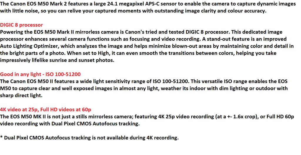 Canon EOS M50 Mark II , 4k Video , With Viltrox EF-EOS M Auto Focus Mount Adapter