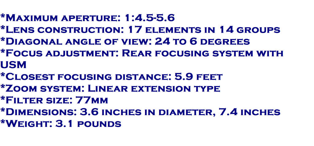 Canon EF 100-400mm f/4.5-5.6L IS USM Telephoto Zoom Lens for Canon SLR Cameras