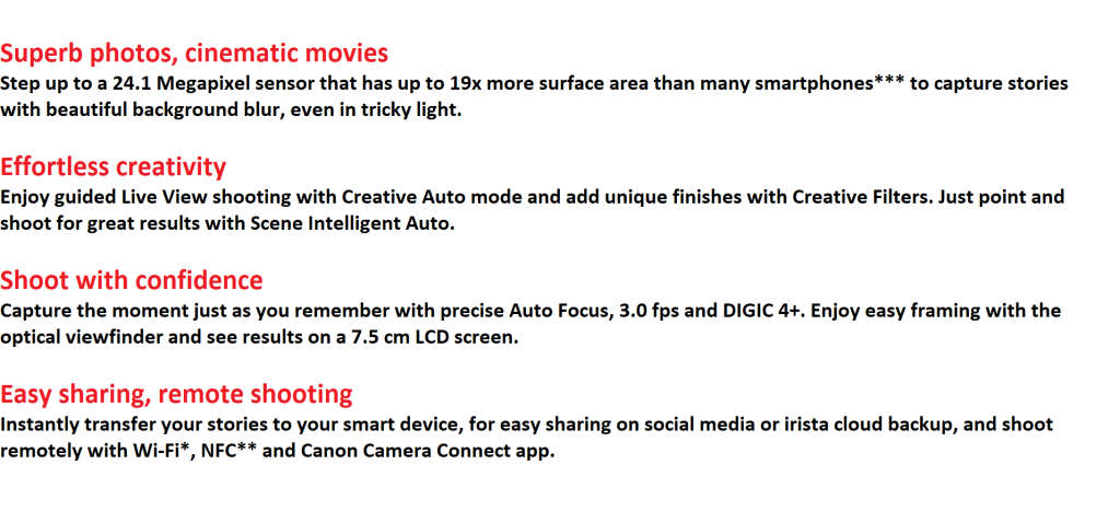 Canon EOS 2000D 24MP DSLR, FULL HD MOVIES , 18-55MM ZOOM LENS