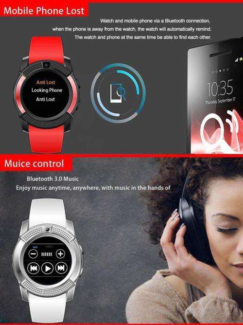 V8 Bluetooth Camera Smart Wrist Watch with sim slot