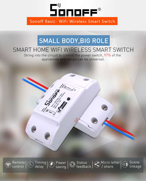 SONOFF Basic Wireless Wifi Switch Remote Control Automation Module DIY Universal Smart Home