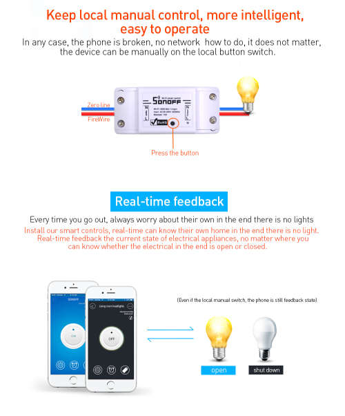 SONOFF Basic Wireless Wifi Switch Remote Control Automation Module DIY Universal Smart Home