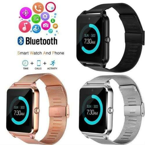 Z60 Bluetooth Smart Watch SIM Phone Mate Stainless Steel For IOS Android - Black, Gold and Silver