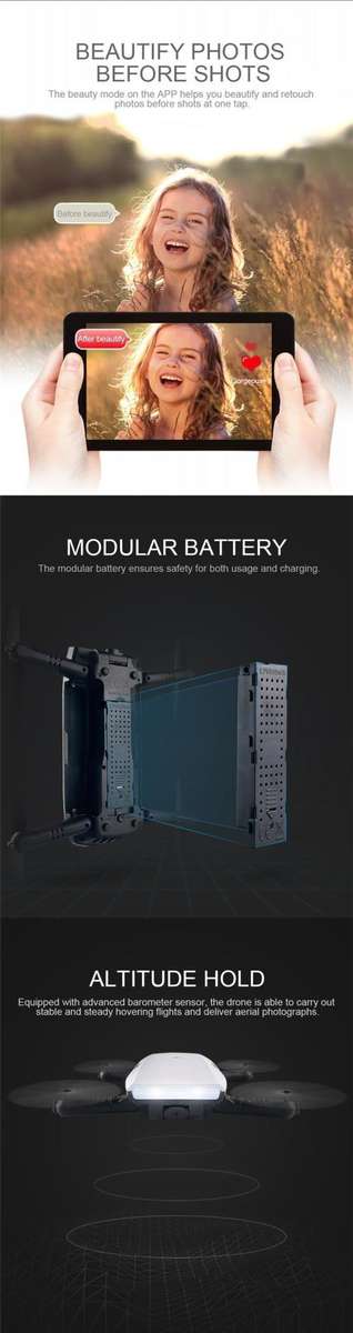 720P WIFI FPV Selfie Drone With Gravity Sensor Altitude Hold Mode RC Quadcopter RTF