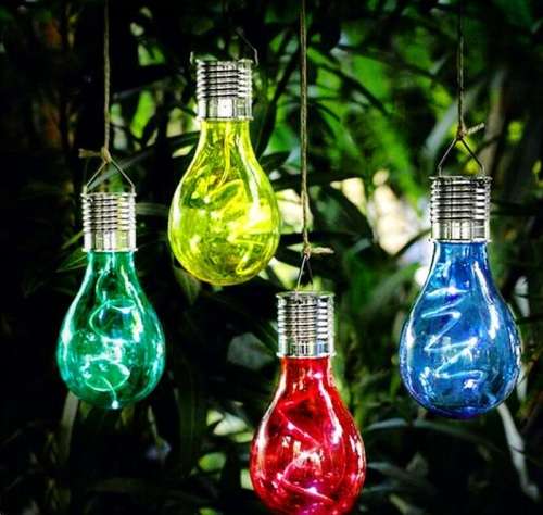 LED Solar Lamp With Light Sensor Solar Powered Hanging  For Outdoor Garden