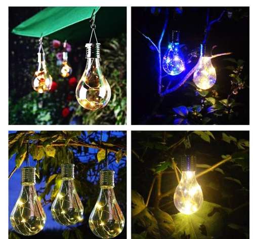 LED Solar Lamp With Light Sensor Solar Powered Hanging  For Outdoor Garden