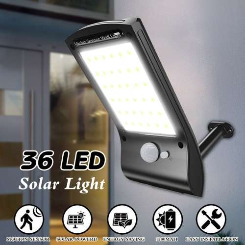 Solar Powered 36 LED PIR Motion Sensor Waterproof Street Security Light Wall Lamp for Outdoor Garden