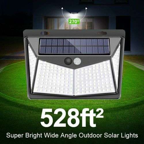 208 LED Solar Power PIR Motion Sensor Wall Light Outdoor Garden Lamp Waterproof