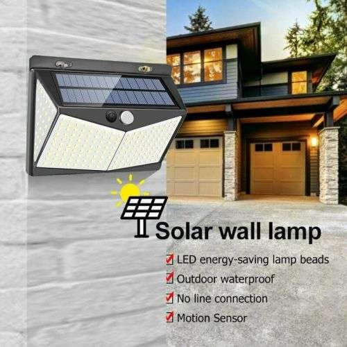 208 LED Solar Power PIR Motion Sensor Wall Light Outdoor Garden Lamp Waterproof