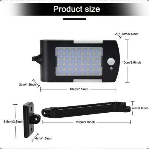 54 LED PIR motion sensor Solar Waterproof Street light with 3 modes Outdoor light wall