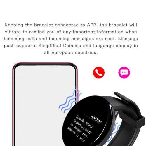 Hot Drogontech Round Screen D18 Smart Watch Waterproof Watches Fitness Wrist Band - Multi Colous