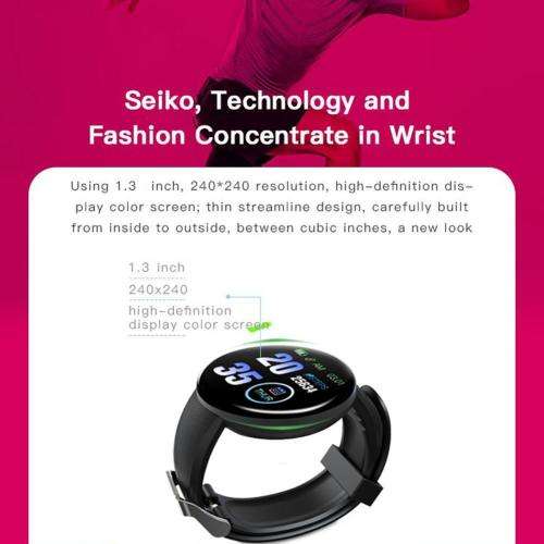 Hot Drogontech Round Screen D18 Smart Watch Waterproof Watches Fitness Wrist Band - Multi Colous