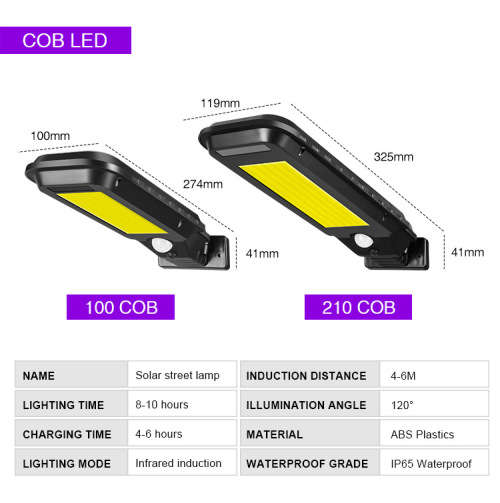 100 Cob outdoor with PIR motion sensor security wall mounted solar path light