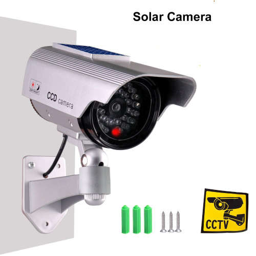 Solar Power camera in/Outdoor Bullet Dummy Fake Security CCTV Solar Camera Simulation Monitor