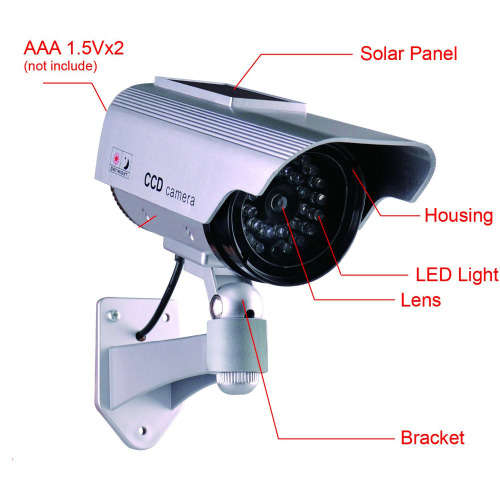 Solar Power camera in/Outdoor Bullet Dummy Fake Security CCTV Solar Camera Simulation Monitor