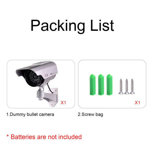 Solar Power camera in/Outdoor Bullet Dummy Fake Security CCTV Solar Camera Simulation Monitor