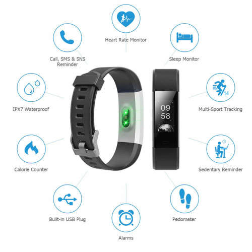 Bluetooths IP67 waterproof heart rate blood pressure fitness tracker ID115 smart band