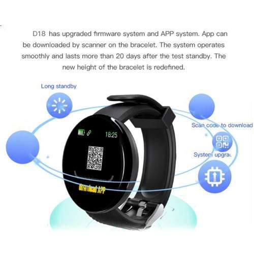 Hot Drogontech Round Screen D18 Smart Watch Waterproof Watches Fitness Wrist Band - Multi Colous