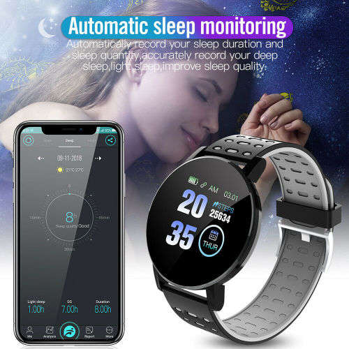 119 PLUS Bluetooth Smart Watch Waterproof Heart Rate Monitor Fitness Tracker