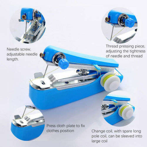 Portable Mini Hand-Held Clothes Fabrics Sewing Machine - RED