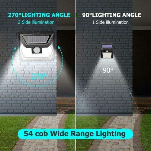COB 54LED Solar Motion Sensor Wall Light Waterproof Garden Security Lamp