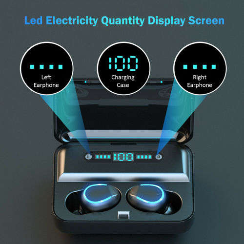 F9-9 Bluetooth 5.0 TWS Waterproof 8D Touch Button Earbuds also work as Power Bank