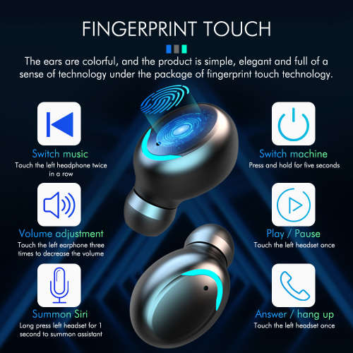 F9-9 Bluetooth 5.0 TWS Waterproof 8D Touch Button Earbuds also work as Power Bank