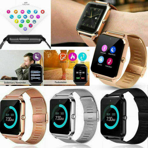 Z60 Bluetooth Smart Watch SIM Phone Mate Stainless Steel For IOS Android - Black, Gold and Silver