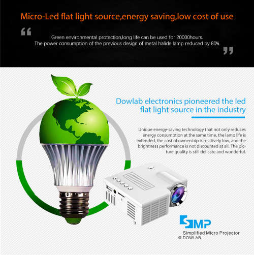 Latest mini led video projector HD 1080p support mobile projector, USB, TF Card - Black or White