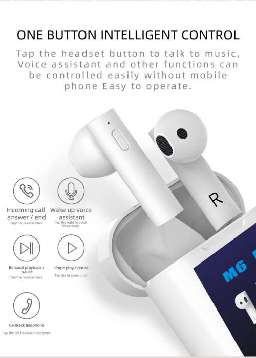 2020 New M6 PLUS TWS True Wireless Stereo Earbuds with Charging Case and intelligent thermometer