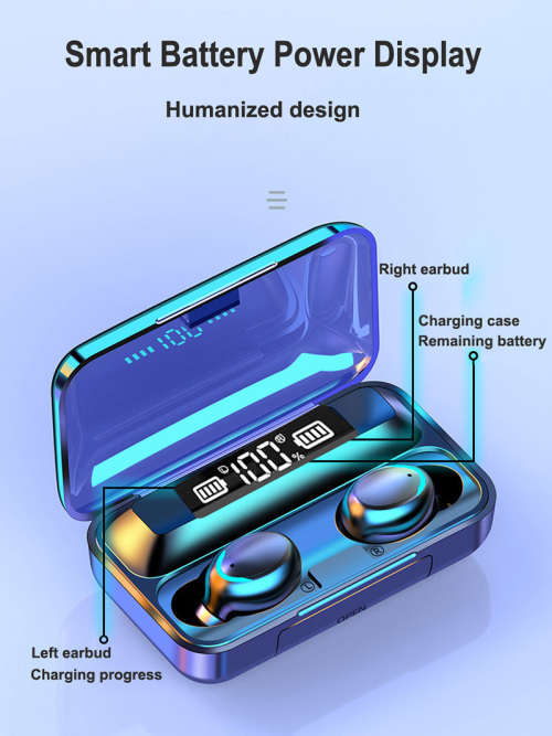 F9 Bluetooth 5.0 TWS Wireless Waterproof 8D Touch Button Stereo Headset also work as Power Bank