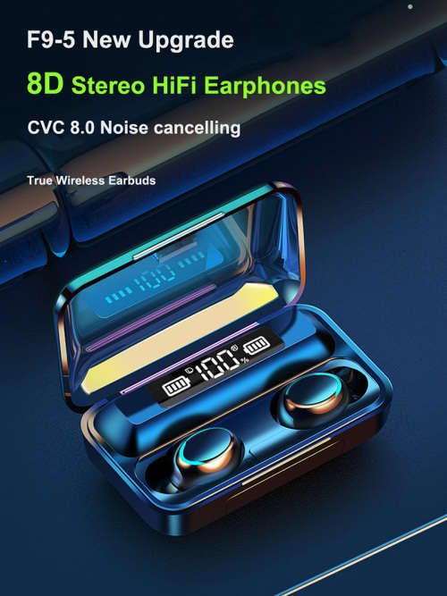 F9 Bluetooth 5.0 TWS Wireless Waterproof 8D Touch Button Stereo Headset also work as Power Bank