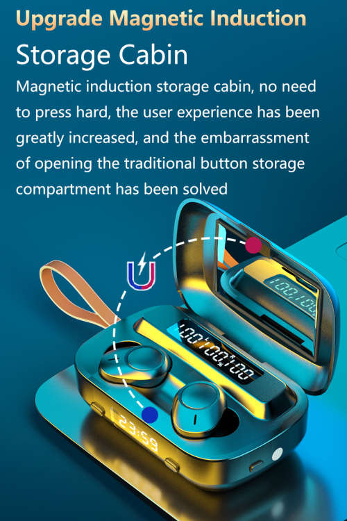 Latest M13 Sport Bluetooth Wireless Earphone with Mirror Clock Flashlight 4 in 1 Tws Earbuds Headset