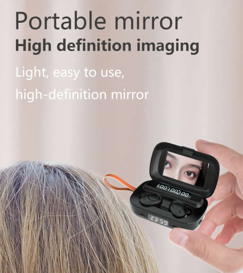 Latest M13 Sport Bluetooth Wireless Earphone with Mirror Clock Flashlight 4 in 1 Tws Earbuds Headset