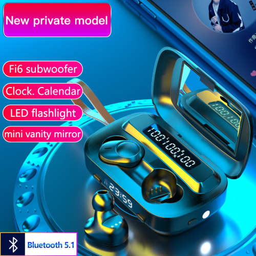 Latest M13 Sport Bluetooth Wireless Earphone with Mirror Clock Flashlight 4 in 1 Tws Earbuds Headset