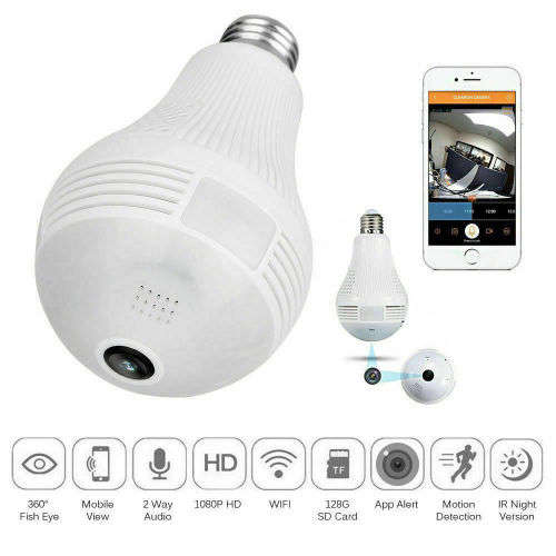 1080P 2MP/960P 1.3MP HD 360 Degree Panoramic IP Hidden Wifi Camera Light Bulb Security