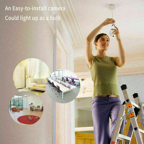 1080P 2MP/960P 1.3MP HD 360 Degree Panoramic IP Hidden Wifi Camera Light Bulb Security