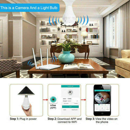 1080P 2MP/960P 1.3MP HD 360 Degree Panoramic IP Hidden Wifi Camera Light Bulb Security