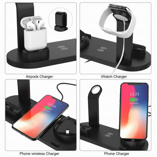 4 in 1 Multi-Functional QI Fast Wireless charging dock station - Black and White