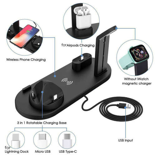 4 in 1 Multi-Functional QI Fast Wireless charging dock station - Black and White