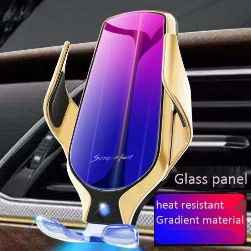 R1 Wireless Charger Automatic Clamping Smart Sensor QI Induction Car Charger - Black and Silver