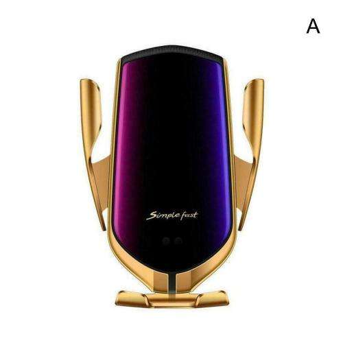 R1 Wireless Charger Automatic Clamping Smart Sensor QI Induction Car Charger - Black and Silver