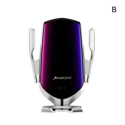 R1 Wireless Charger Automatic Clamping Smart Sensor QI Induction Car Charger - Black and Silver