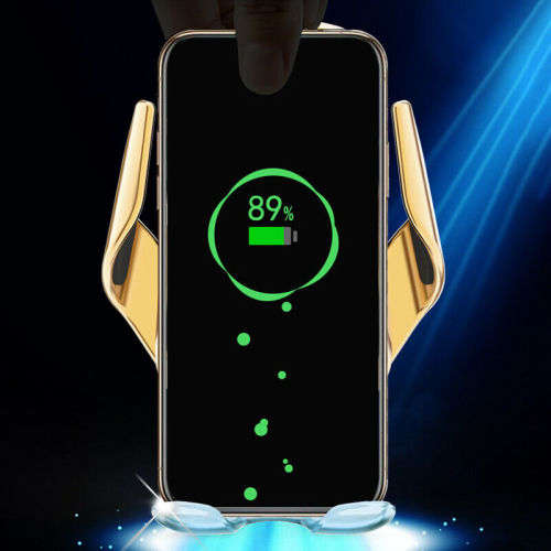 R1 Wireless Charger Automatic Clamping Smart Sensor QI Induction Car Charger - Black and Silver