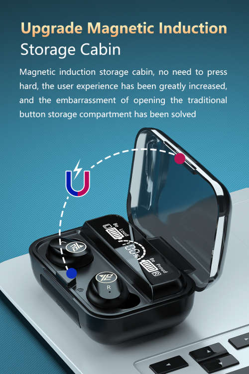 M16 Large-screen LED Digital Display TWS Earbuds Headphone Bluetooth Mobile Phone